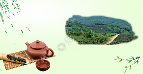 红茶茶叶素材清新春茶茶叶茶水广告背景设计图片