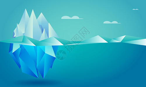 海冰海水中的冰山插画