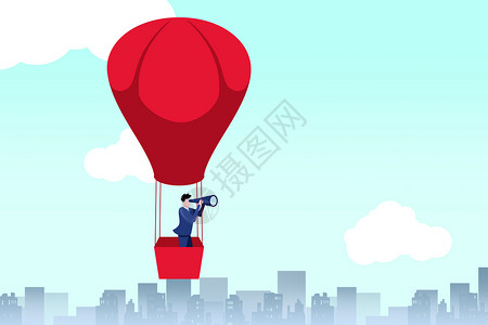小人气球素材商务探索插画