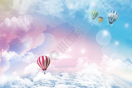 天空中彩色帆彩色热气球天空设计图片