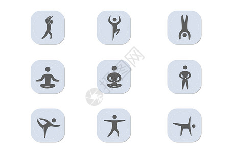 健身运动热身拉伸动作运动图标插画