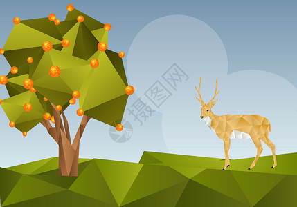果树下的小鹿背景图片