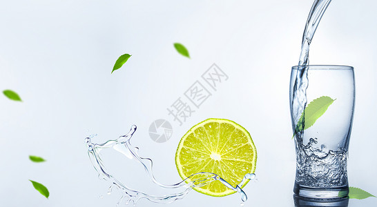 柠檬红茶素材健康饮水背景设计图片