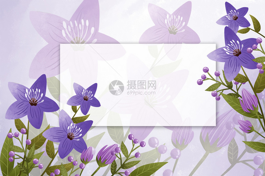 唯美紫色花卉边框背景图片