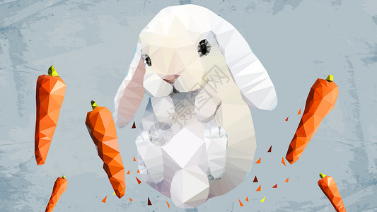 低多边形小白兔背景图片