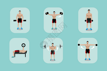男性健美运动健康图标插画