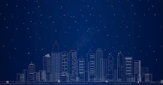 夜空建筑城市都市线条设计图片