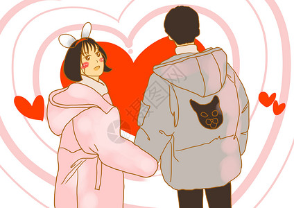 韩式插画爱情插画