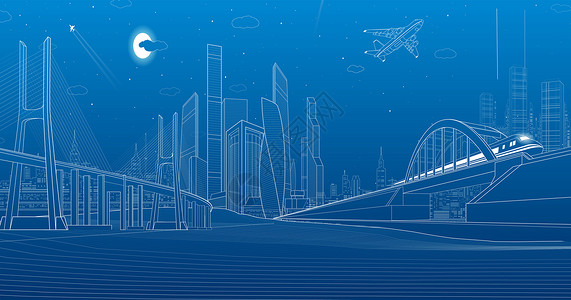 景区桥梁科技城市线条设计图片
