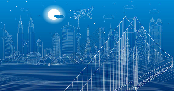 摩天轮城市科技城市背景设计图片