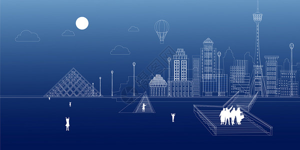 都市壁纸城市科技线条背景设计图片