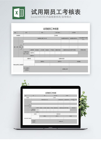 试用期员工考核Excel表图片