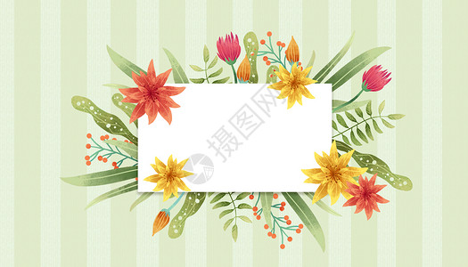 合成条纹素材植物花卉背景插画