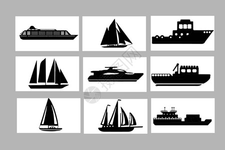 世纪游轮交通工具图标插画