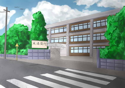 学校风景学校路口高清图片