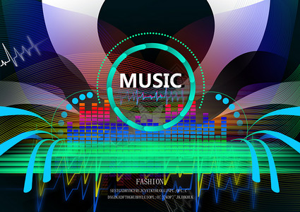 科技主题会议展板设计音乐电流科技背景插画