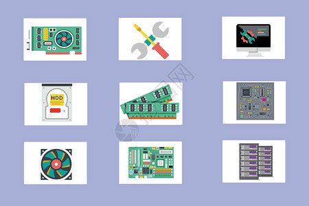 电脑硬盘配件计算机配件工具插画