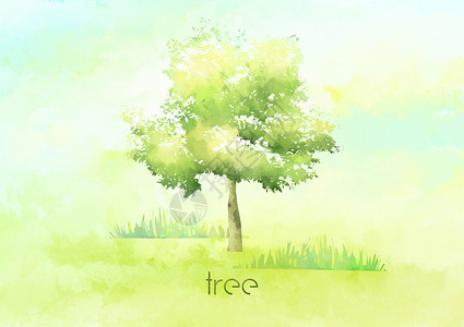 小树素材免费水彩小树插画