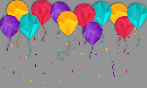 五颜六色彩带矢量气球款欢背景插画