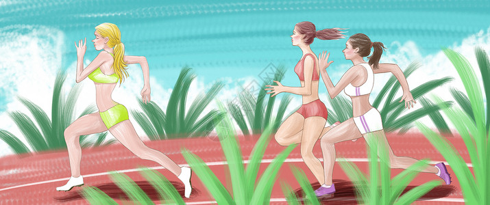 运动健身马拉松跑步插画