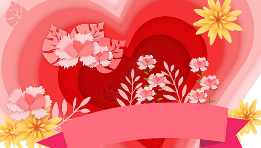 红色康乃馨花卉母亲节康乃馨插画