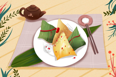 端午节粽子插画背景图片