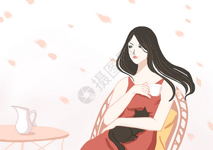 下午茶女性优雅女性插画