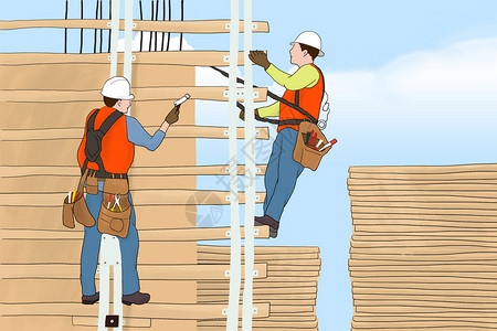 建楼房工人五一劳动节建筑工人插画高清图片