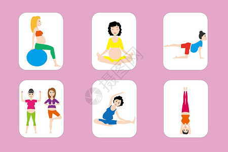 产妇图标瑜伽动作图标插画