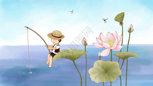 钓鱼大全素材立夏夏至插画插画