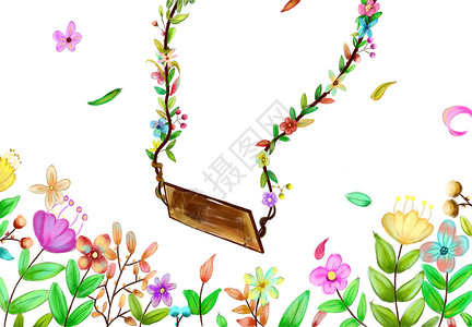 秋千花卉背景图片