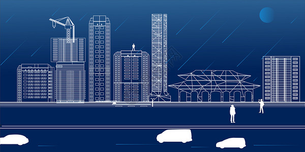 雨矢量科技城市线条设计图片