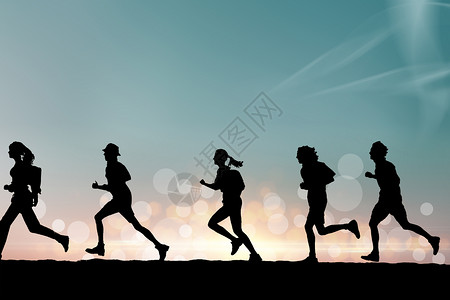 跑步人物剪影青年跑步背景设计图片