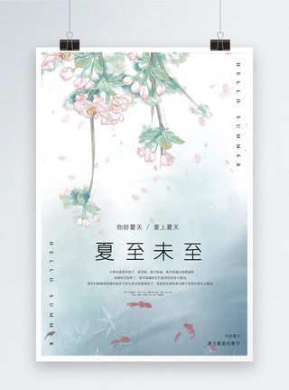 手绘植物芦荟中国风夏至未至24节气海报模板