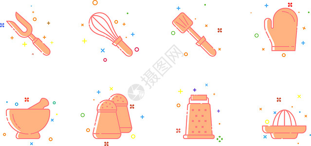 厨房用品促销厨房用品MBE图标插画