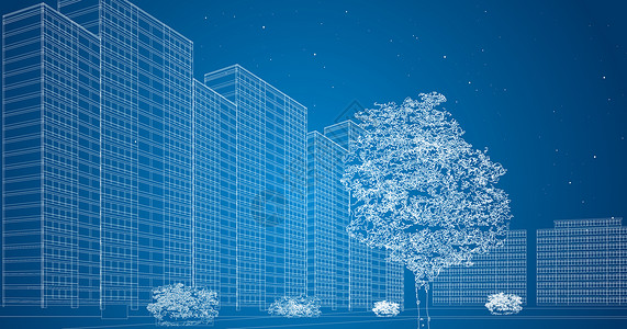 花草树木科技城市背景设计图片