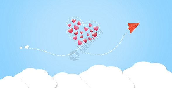 飞机小爱素材情人节背景设计图片