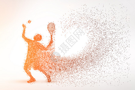 网球运动剪影创意网球粒子剪影设计图片