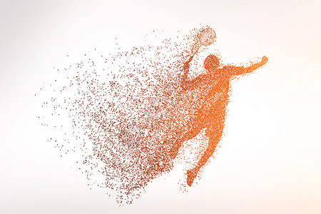 奥运会羽毛球扣羽毛球运动粒子剪影设计图片