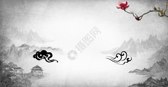 中国风房屋中国风水墨古风背景设计图片