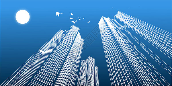 白鸽背景城市科技线条背景设计图片