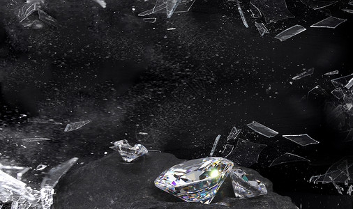 钻石光芒创意碎裂黑色背景设计图片