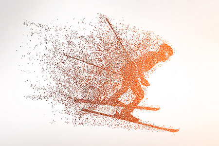 跨度滑雪运动员粒子剪影设计图片