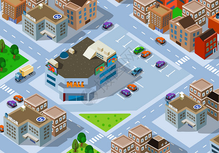城市空间规划城市生活场景插画