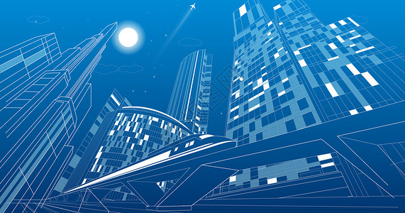 弹线科技城市背景设计图片