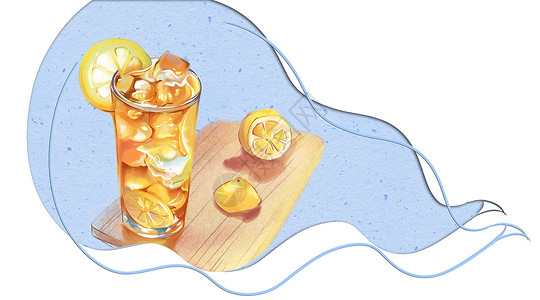 夏日果汁写实手绘柠檬高清图片
