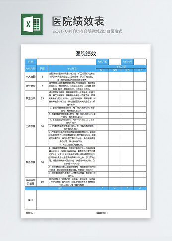 医院绩效表图片