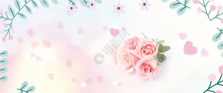 女性玫瑰温馨节日背景设计图片
