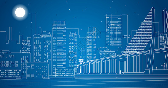 青岛跨海大桥城市桥梁线条设计图片