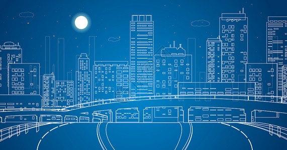 立交夜景城市立交线条设计图片